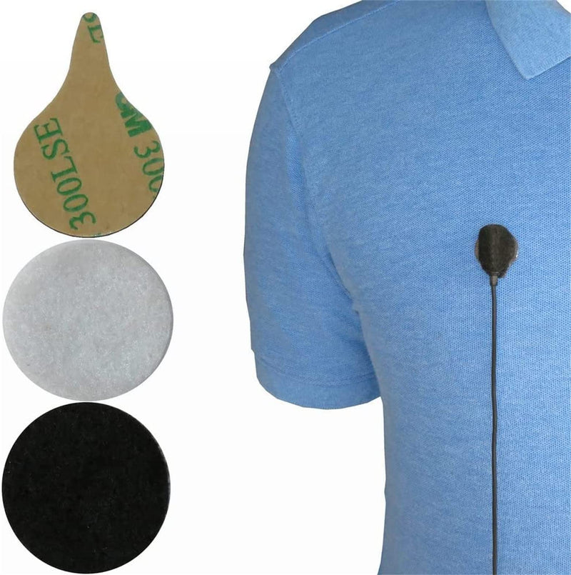[Australia - AusPower] - Kicada Sticky Circles, No-Residue Mini Windshield Undercovers for Hiding Lavalier Lapel Microphones On Clothes to Reduce Wind Noise, Pack of 40 Sticker, 20 Fabric Circle of Each Black and White 