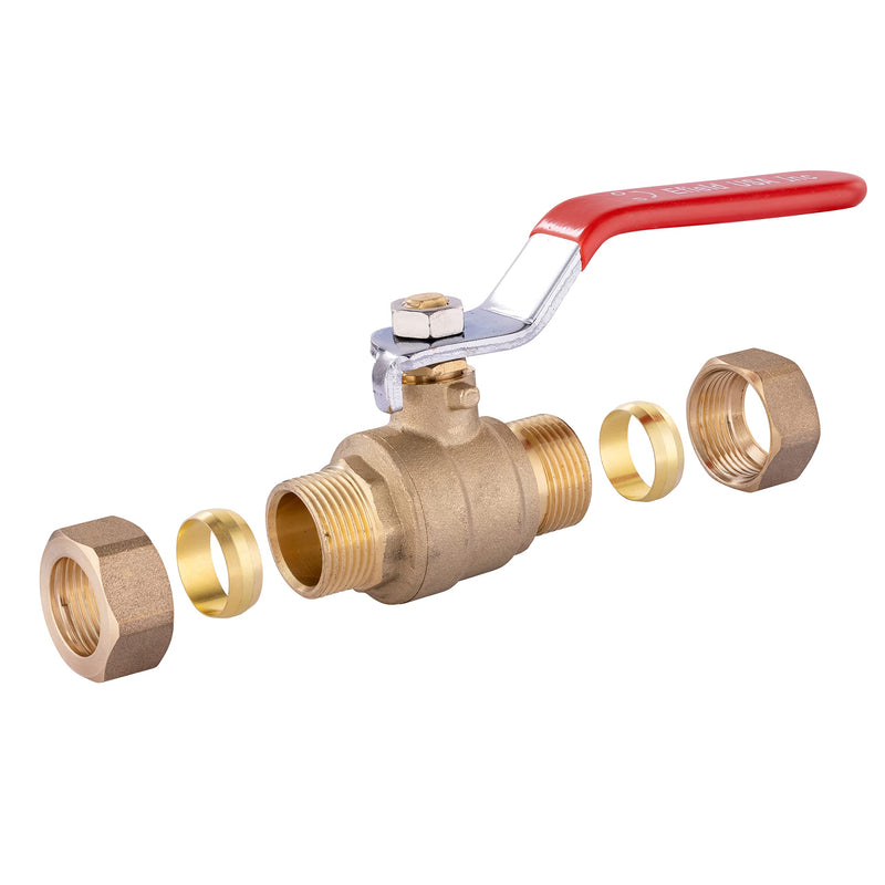 [Australia - AusPower] - Heavy Duty Full Port 1/2 Inch Compression Brass Ball Valve -Lead Free 