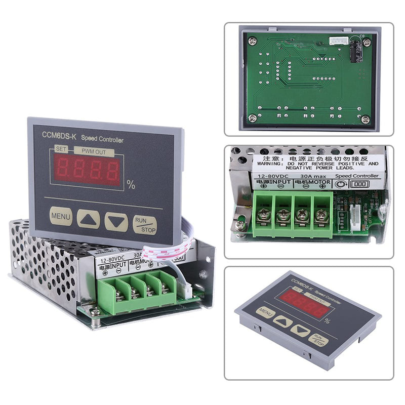 [Australia - AusPower] - DC Motor Speed Controller, 12-80V DC 30A PWM Motor Speed Controller With Digital Display Panel, Button Switch Variable Stepless Speed Control Regulator, Soft Start Soft Stop 