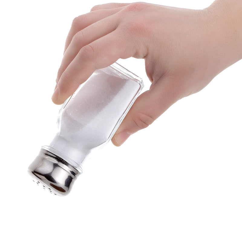 [Australia - AusPower] - Salt and Pepper Shakers Glass Set, Clear Home and Kitchen Design with Stainless Steel Lids 
