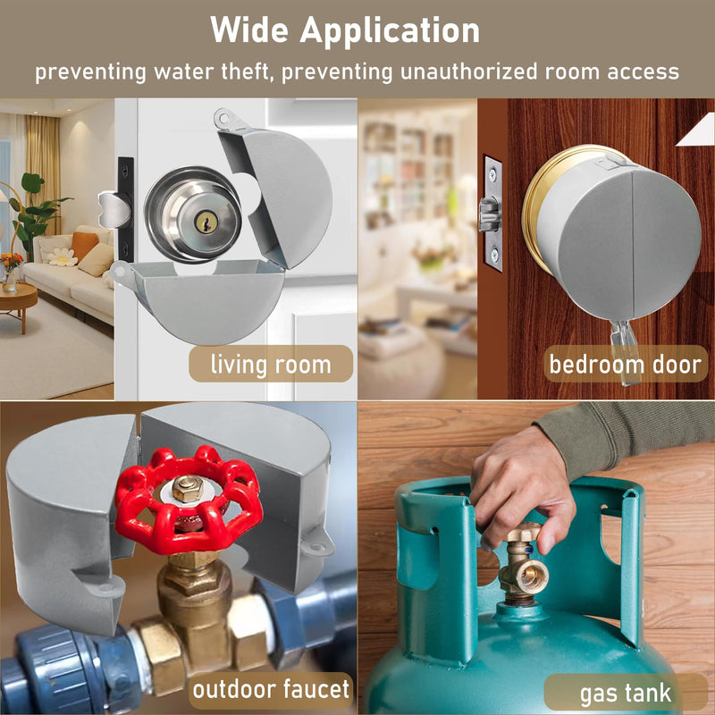 [Australia - AusPower] - PILISPARK Door Knob Lock Out Device with Padlock, Door Handle Lock - Protects Door Handles from Turning and Entering Keyholes, for Covering Door Handles/Faucets/Valves, Stainless Steel (Silver) Silver 