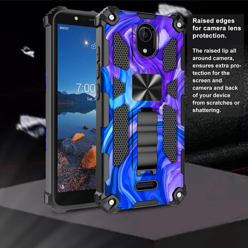 [Australia - AusPower] - Ailiber Compatible with Wiko Ride 2 Case, Wiko U520AS Case with Screen Protector Tempered Glass, for Magnetic Car Mount, Kickstand Holder, Rugged Shockproof Protective Cover for Wiko Ride2-Purple Blue Screen Protector & Purple Blue 