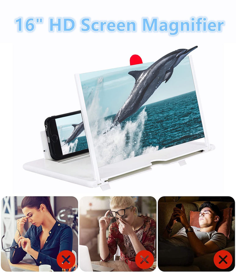 [Australia - AusPower] - PLMOKN Newest Smart Phones Stand Screen Magnifier 20 inch Foldable Cell Games Enlarger Movie Video Portable Projector Amplifier,White-20 inch White 