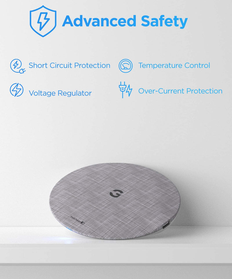 [Australia - AusPower] - Wireless Charger Compatible with iPhone 13 / Pro Max/Mini/iPhone 12/11, Charging Qi Pad with Power Cable, 15W Fast Charge Compatible (No AC Adapter) Space Gray 