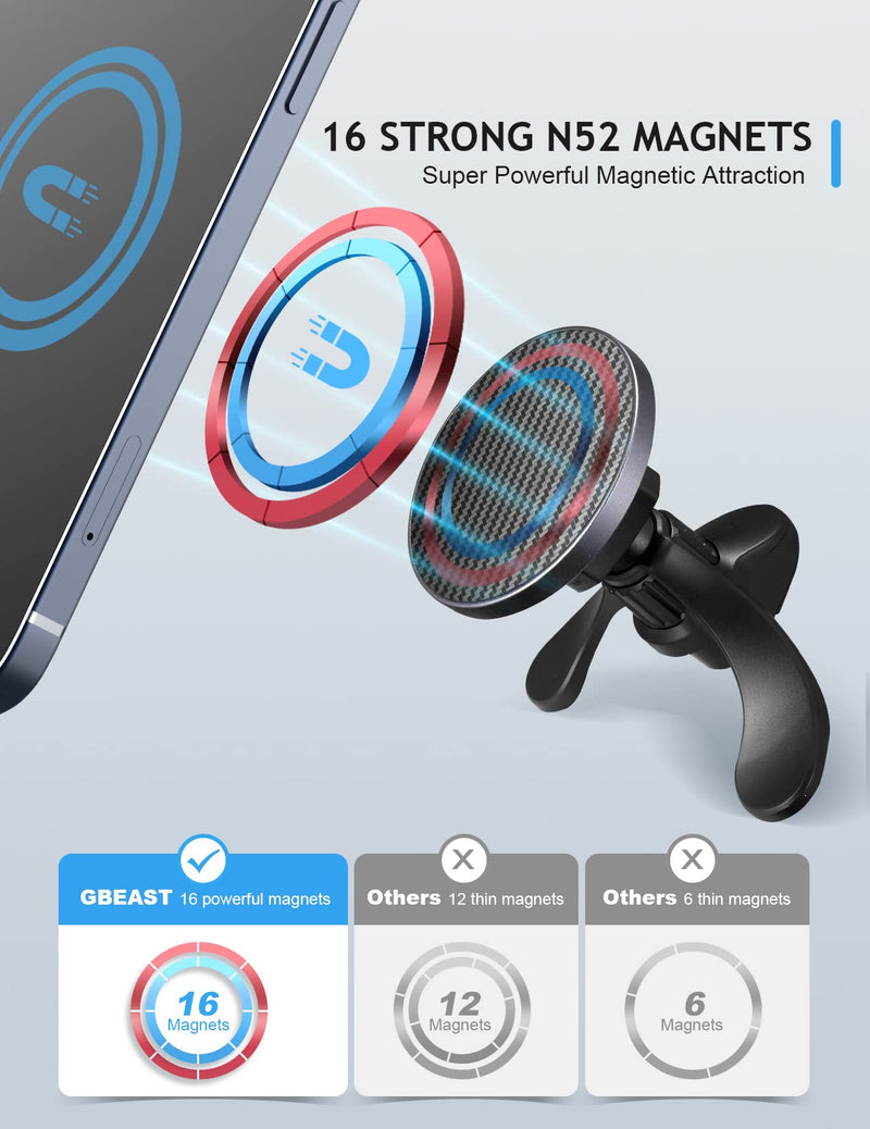 [Australia - AusPower] - Magnetic Phone Holder, GBEAST Phone Magnet for Car [16X Strong Magnet] Magnetic Phone Mount 360° Rotation Air Vent Magnetic Car Mount for iPhone 13, 12, Pro, Pro Max, Mini 
