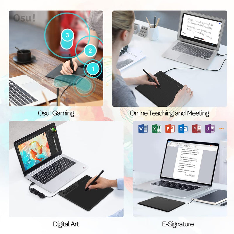 [Australia - AusPower] - GAOMON S620 6.5 x 4 Inches Graphics Tablet with 8192 Passive Pen 4 Express Keys for Digital Drawing & OSU & Online Teaching-for Mac Windows Android OS 