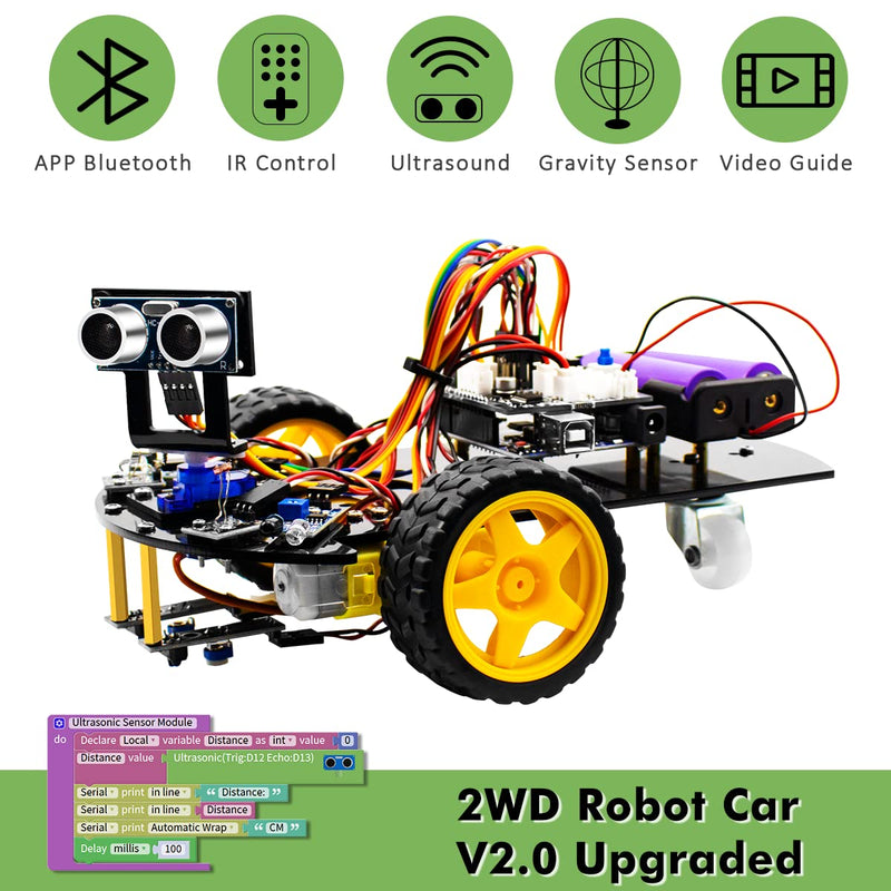 [Australia - AusPower] - LAFVIN Smart Robot Car 2WD Chassis Kit V2 Ultrasonic Module,Line Tracking Module,IR Remote Control Compatible with Arduino IDE 