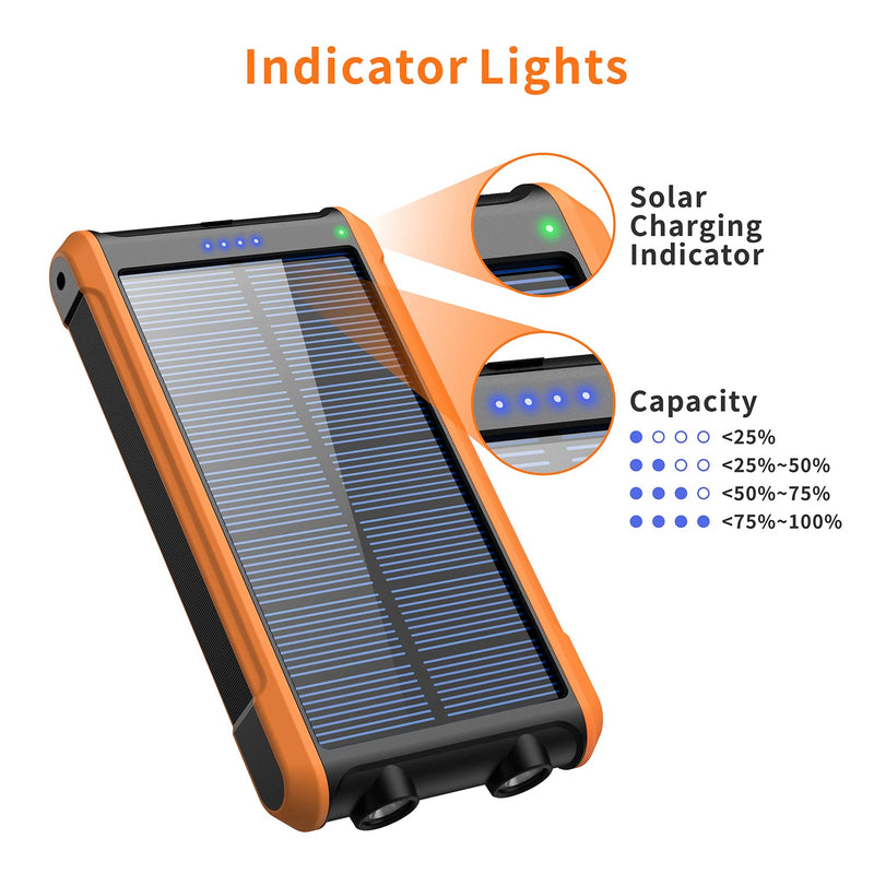 [Australia - AusPower] - Portable Solar Charger, 12000mAh Solar Power Bank with 2 USB Output Ports(2A+2.4A) & LED Flashlight External Battery Pack Solar Panel Phone Charger for Camping Hiking Outdoors for Smartphones, Tablets 