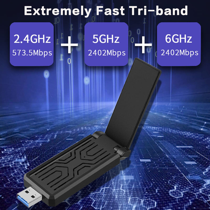 [Australia - AusPower] - Computer Wireless Adapter,USB WiFi Adapter,WiFi 6GHZ Adapter, IEEE802.11AX,MU-MIMO Technologies,AXE3000 Tri-Band Wireless Gigabit Speed Up to 5.3Gbps, New 6GHz Band,Supports Windows 11/10 