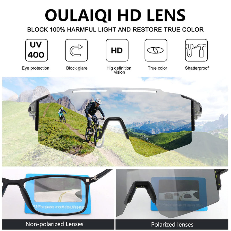 [Australia - AusPower] - OULAIQI Cycling Sunglasses Polarized Sunglasses for Cycling Men Women with 1 Lens or 3 Interchangeable Lens Baseball Glasses Black Grey-1 Polarized Lens 