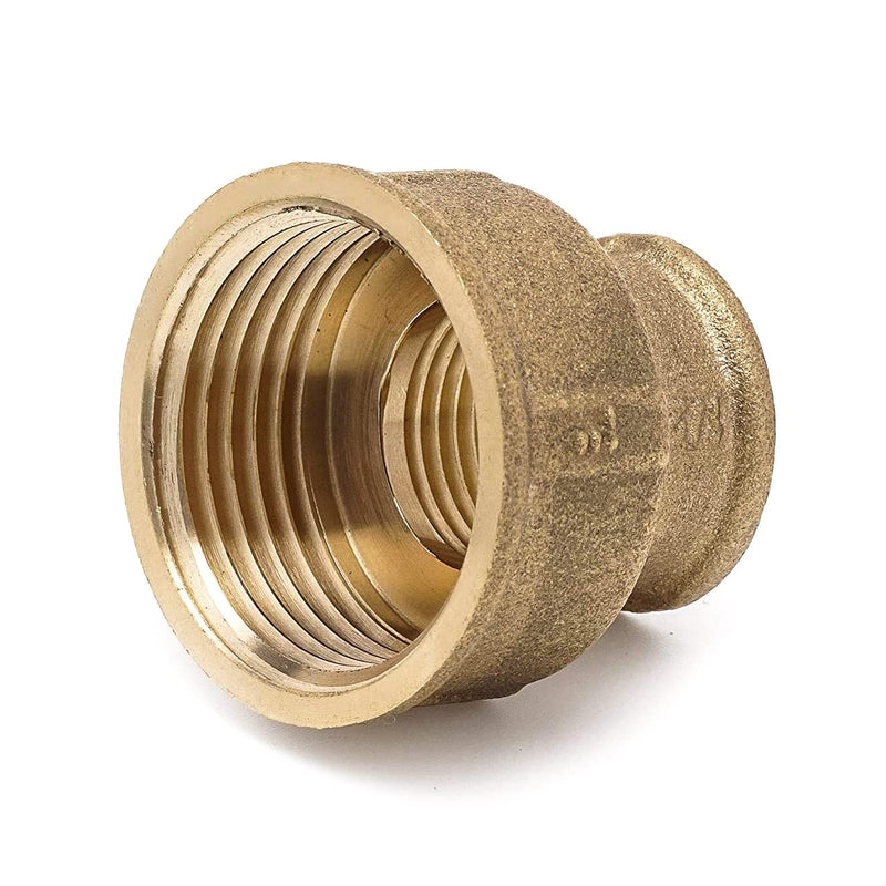 [Australia - AusPower] - Reducing Coupling Brass Pipe Fittings Coupling 1/2" Female x 1” Female Threaded Brass 0,5 inch x 1 inch Female Lead Free Brass Pipe Fitting Brass Coupling 