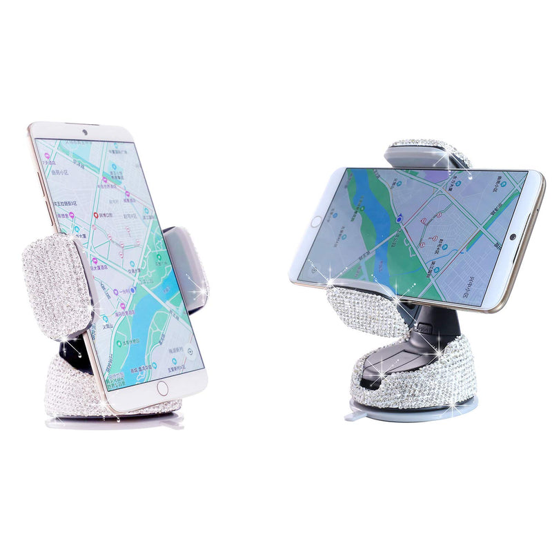 [Australia - AusPower] - Bling Crystal Car Phone Mount with One More Air Vent Base, Universal Cell Phone Holder for Dashboard,Windshield and Air Vent. ( Sliver ) 