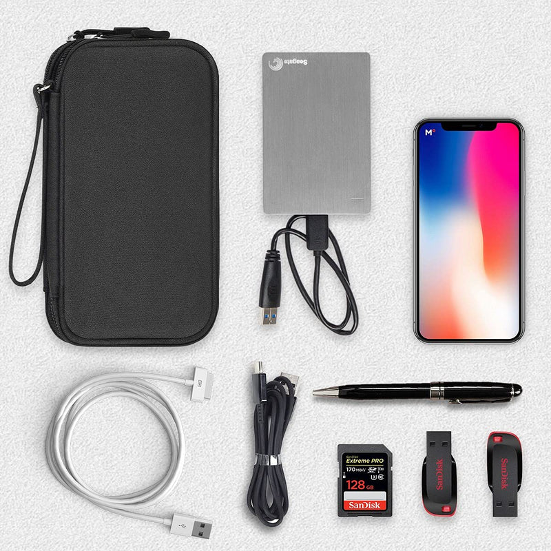 [Australia - AusPower] - Electronics Organizer Travel Case, Double Layer Portable Cable Organizer Bag for Hard Drive, Cards, USB Cables, Phone, Wireless Earbuds, Power Bank, Black 