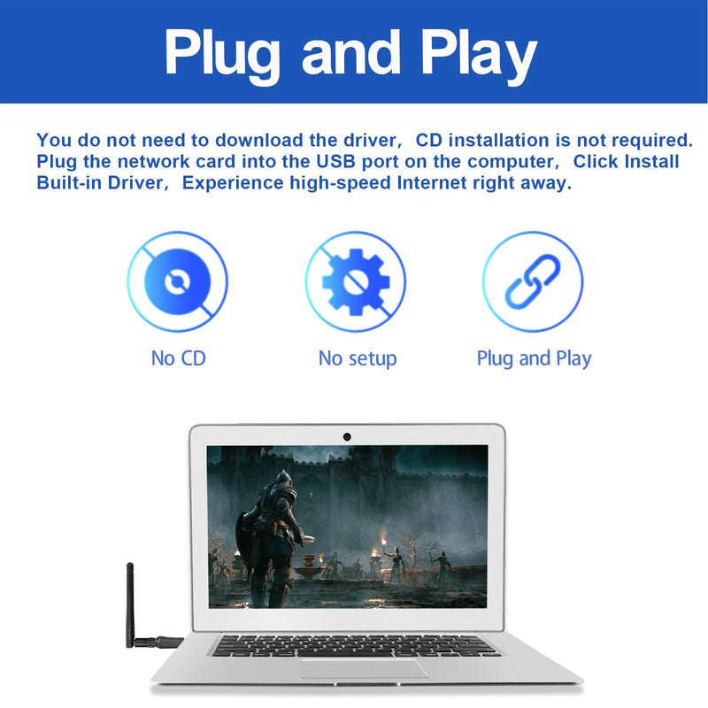 [Australia - AusPower] - WiFi Adapter Wireless,WiFi Antenna,Dongle WiFi Adapter,1800Mbps Dual Band 2.4G & 5G(574Mbps/1201Mbps),Dual 5dBi Antennas High Gain 802.11AC,Supports Windows 11/10 