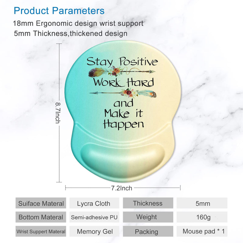 [Australia - AusPower] - ITNRSIIET Ergonomic Mouse Pad with Gel Wrist Rest Support, Stay Positive Work Hard and Make It Happen Arrow Print Inspirational Quote Mouse Pad, Non-Slip PU Base for Computer, Laptop, Home, Office 