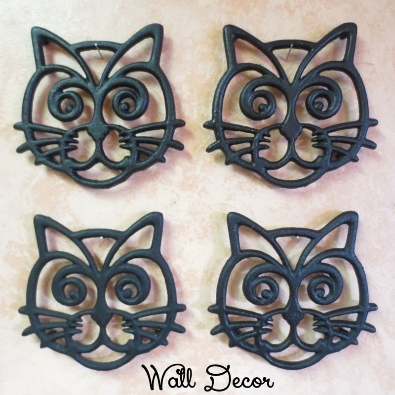 [Australia - AusPower] - Cat Trivet - Black Cast Iron - for Kitchen & Dining Table - More Than One Makes a Set for Counter, Wall Art or Decoration Accessory - Housewarming & Cat Lover Gifts - 6.6 by 6.3 in 