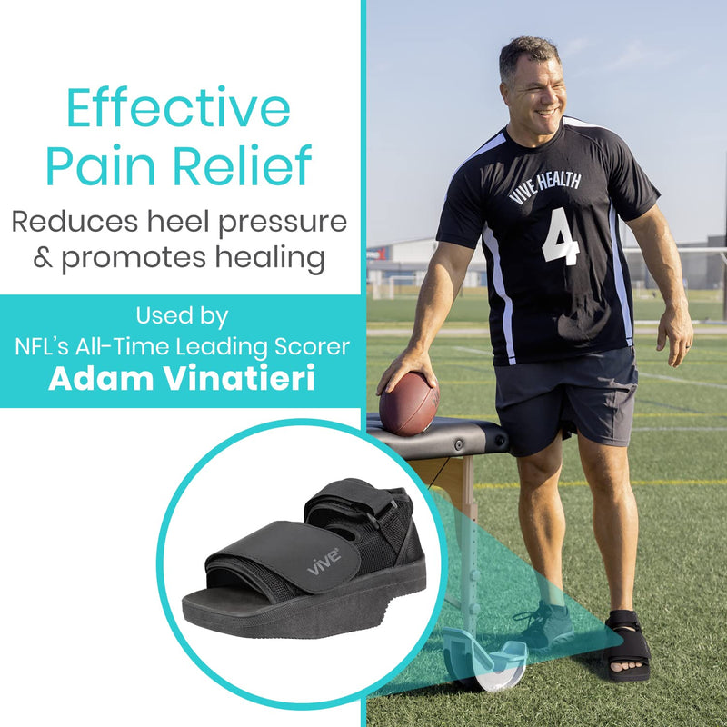 [Australia - AusPower] - Vive Wedge Post-Op Shoe - Offloading Boot for Heel or Ankle Pain - Medical Foot Recovery for Bone or Soft Tissue Surgery, Fracture, Plantar Fasciitis, Ulcerations, Feet (Men's 9.5-11.5/Women's 8.5-10) Large 