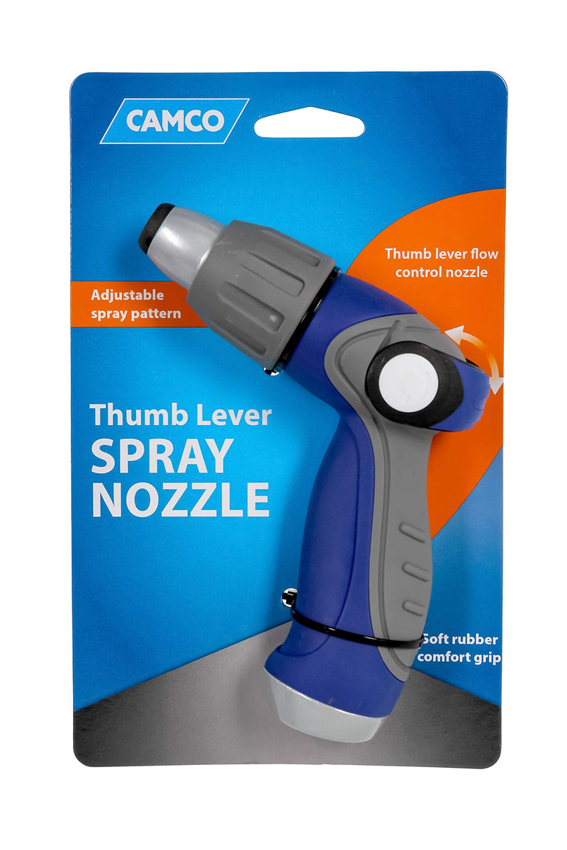 [Australia - AusPower] - Camco Thumb Lever Nozzle with Adjustable Spray Pattern – Fits Any Standard Hose (41986) 