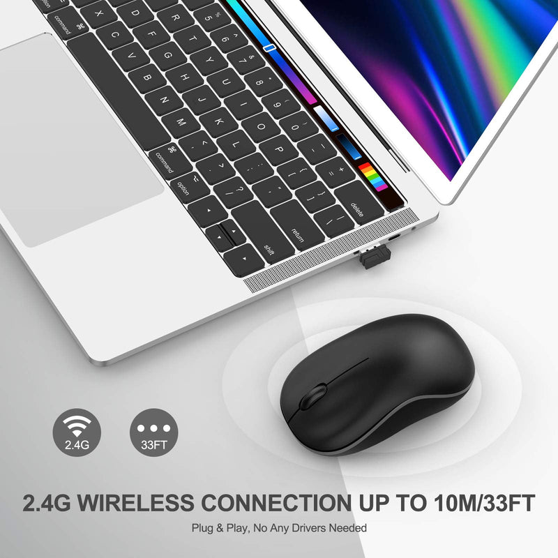 [Australia - AusPower] - Bluetooth Mouse, 2.4G Bluetooth Wireless Mouse Dual Mode(Bluetooth 5.0+USB), Computer Mouse with USB Receiver, Ergonomic Mouse Compatible with Laptop, iPad, MacOS, PC, Windows, Android (Black) Black 