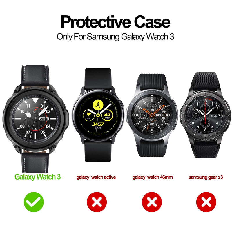 [Australia - AusPower] - Haojavo for Samsung Galaxy Watch 3 41mm Case, Slim Fit Flexible Armour Protector Shock-Proof All-Around Protective Cover Bumper Shell for Samsung Galaxy Watch 3 41mm Smartwatch Bands Accessories 