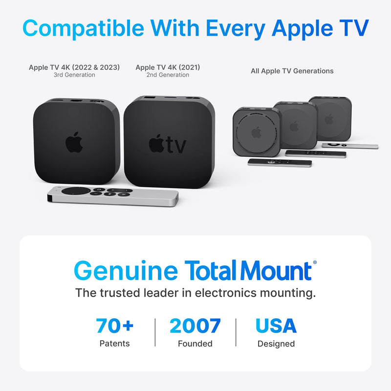 [Australia - AusPower] - TotalMount – Apple TV Mount – Compatible with All Apple TVs (Premium Black and Gray Apple TV Mount and Cable) Premium Black and Gray Apple TV Mount and Cable 