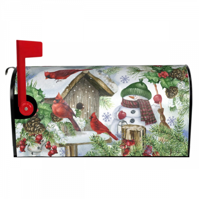 [Australia - AusPower] - Winter Mailbox Covers Magnetic Standard Size 18x21 Christmas Cabin Birds Cardinal Snowman Snowflakes Print Xmas Decorative Mailbox Wrap Cover Holiday Decorations Outdoor Home Patio Garden Decor Winter 