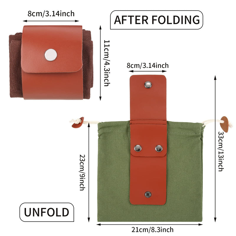 [Australia - AusPower] - Foraging Bag 4 Pieces PU Leather Waxed Pouch Collapsible Bushcraft PU Leather Pouch Belt Bag Leather Small Hiking Pouch for Traveling Camping Activity Brown, Green, Black, Khaki 
