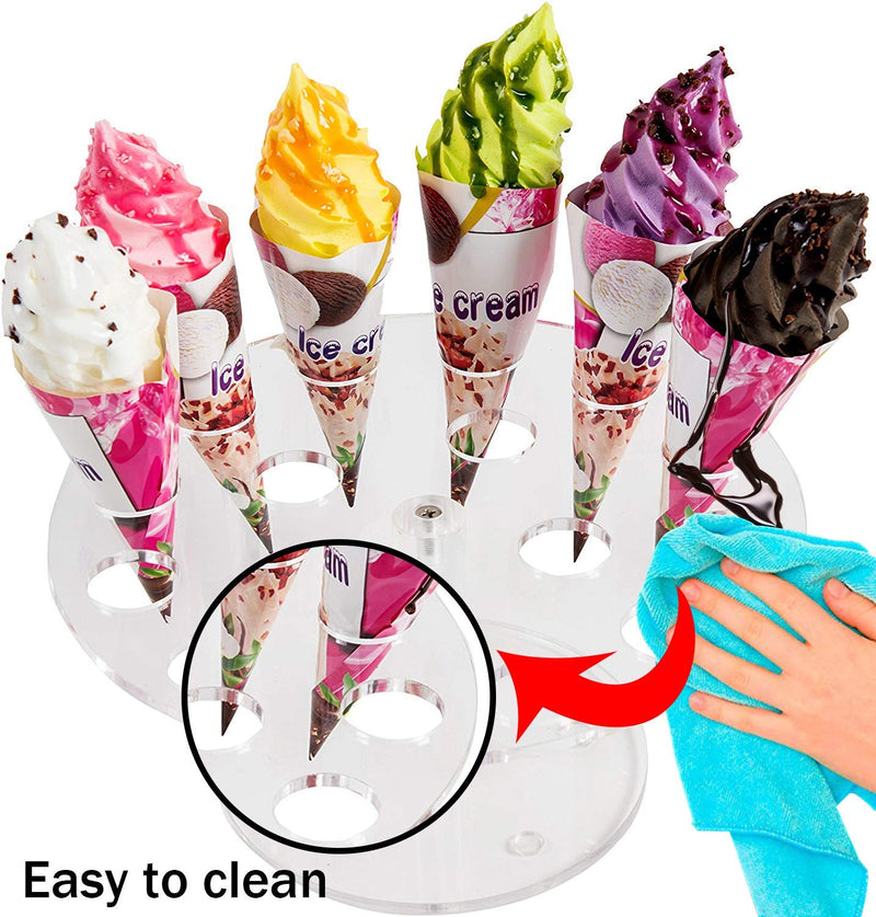 [Australia - AusPower] - Ice Cream Cone Holder, Clear Acrylic Cone Display Stand Weddings Baby Showers Birthday Parties Anniversaries Christmas Candy Decorative (16 Hole) 