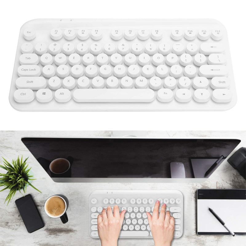 [Australia - AusPower] - 2.4G Wireless Keyboard, Retro Protable Typewriter Style 75 Keys Keyboard with Volume Control, Compatible with Computer/Desktop/PC/Laptop and Windows 10/8/ 7，for Gaming/Office(White) White 