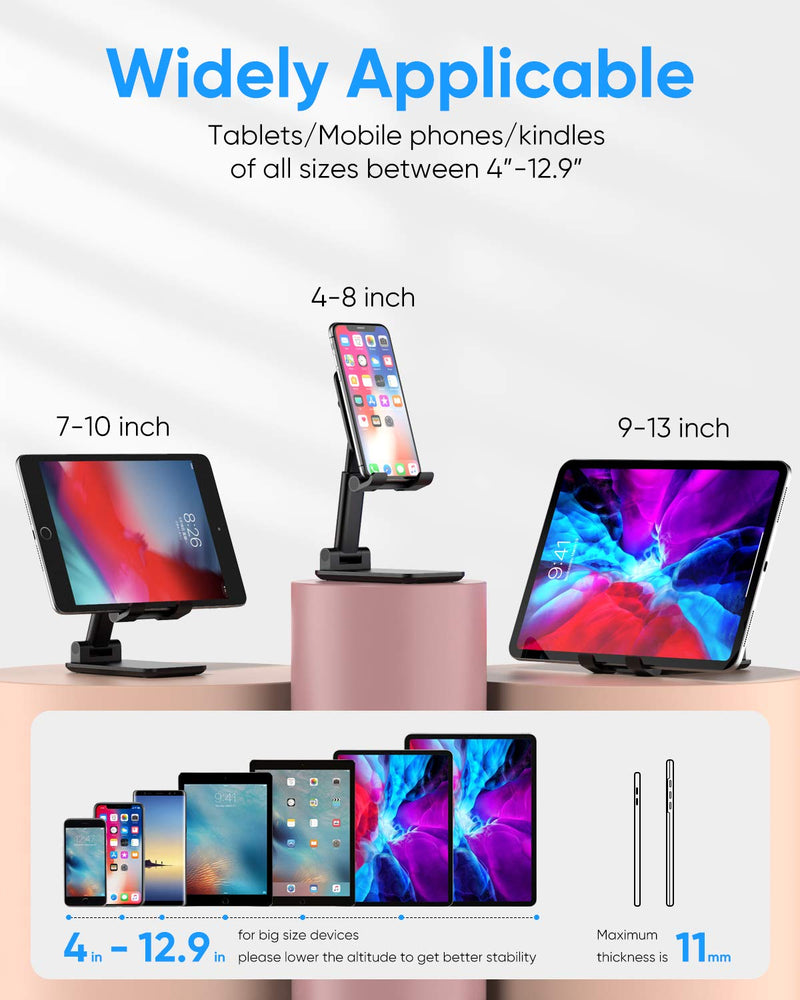 [Australia - AusPower] - Adjustable Cell Phone Stand, Foldable Phone Holder Tablet Stand for Desk, Angle Height Adjustable Cell Phone Stand Compatible with Phone 11 Pro Xs Xs Max Xr, iPad Mini,Tablets Black 