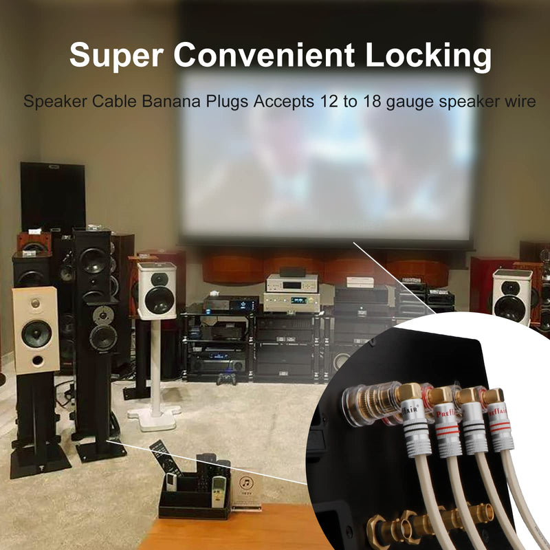 [Australia - AusPower] - 12 PCS Right Angle Screw Locking Banana Plug for Speaker Wire Cable, 90 Degree Gold Plated Audiophile HiFi Audio Amplifier Loudspeaker Bi-wire Cable Cord Connector Terminal with Allen Wrench. 12 Pcs Right Angle 