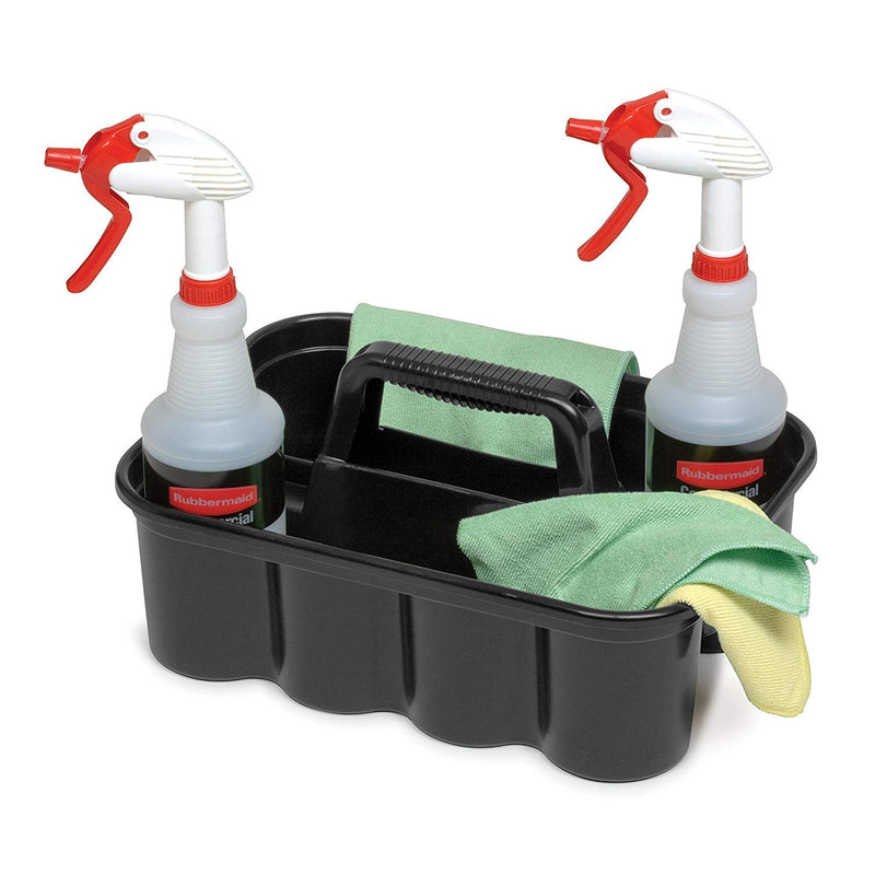 [Australia - AusPower] - Rubbermaid Commercial Products Deluxe Carry Caddy for Cleaning Products, Spray Bottles, Sports/Water Bottles, and Postmates/Uber Eats Drivers, Black (FG315488BLA) 1 Pack 