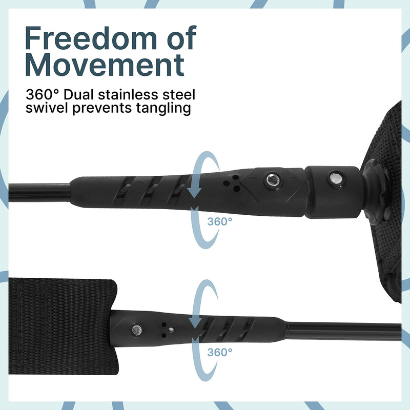 [Australia - AusPower] - BPS 'Storm' Premium Surfboard Leash - Straight Surf Board Leashes 5/6/7/8/9/10 ft, 7.2mm 8mm Thick Legrope for Shortboard, Longboard, Paddleboard Black (7.2mm) 6 ft 