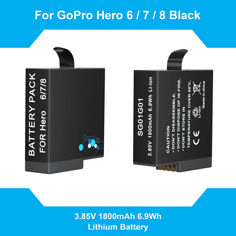 [Australia - AusPower] - FOOAO Flip Reader Box with 2 Pack Batteries and Fast Charger for GoPro Hero 8 Hero 7 Hero 6, USB and USB-C Fast Charger with High Speed Micro SD Card Reader and Battery Power Read Function 2 batteries 