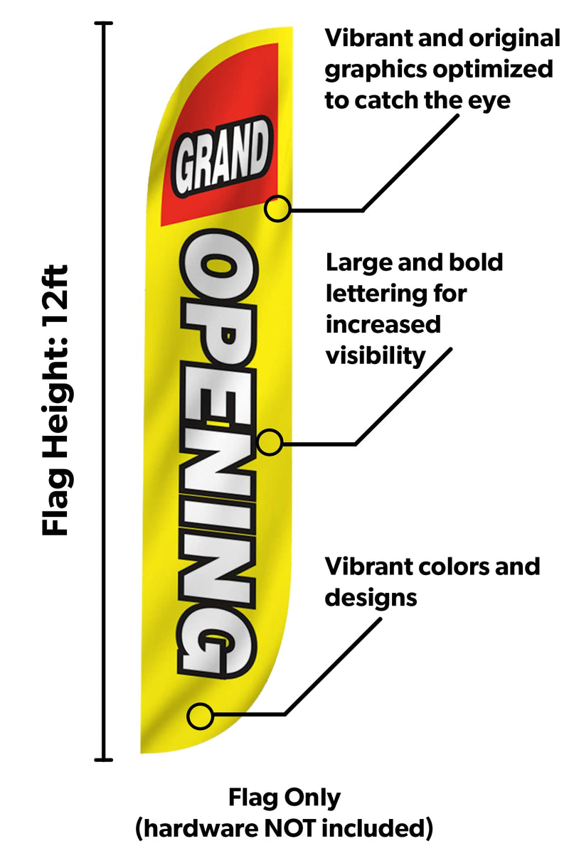 [Australia - AusPower] - LookOurWay Open Themed Feather Flag, 12-Feet (Hardware Not Included) Grand Opening Yellow 