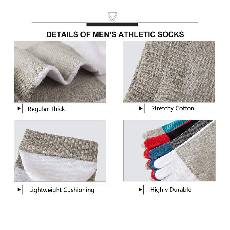 [Australia - AusPower] - VWELL Toe Socks for Men Women Ankle Cotton Five Fingers Socks Low Cut Athletic Running Socks 4 Pairs Size 8-11 Dark Gray,grey,white,wine 