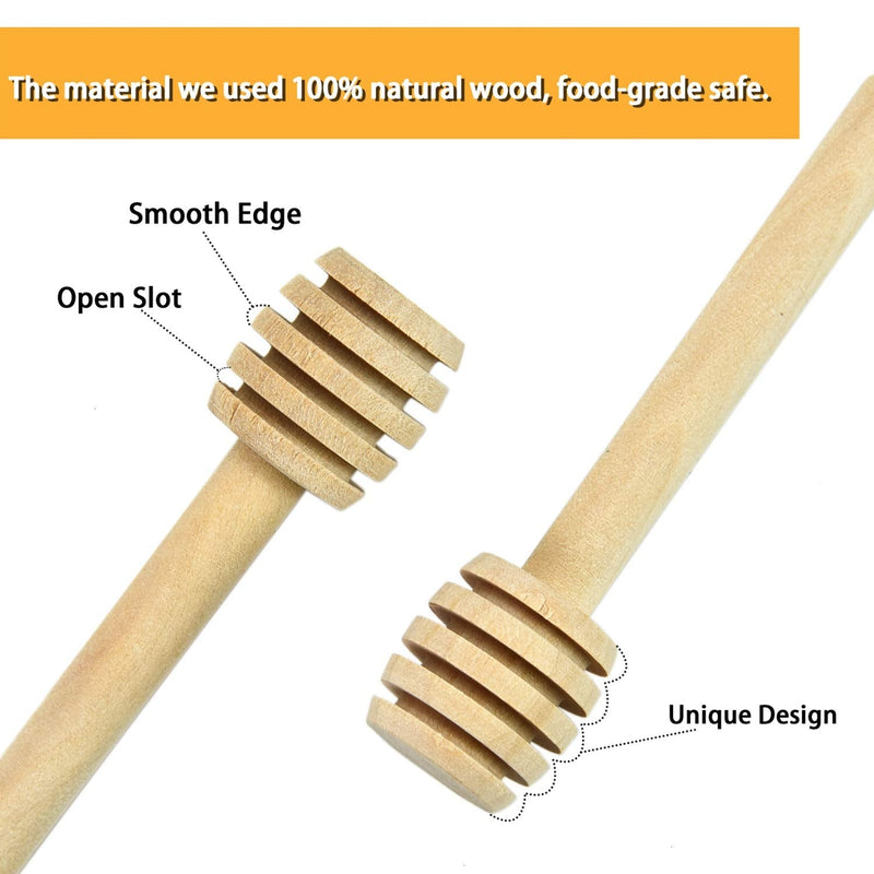 [Australia - AusPower] - WEFOO 100 Pack Mini 3 Inch Portable Wooden Honey Dipper Sticks for Honey Jar Dispense Drizzle Honey, Wedding Party Favors 