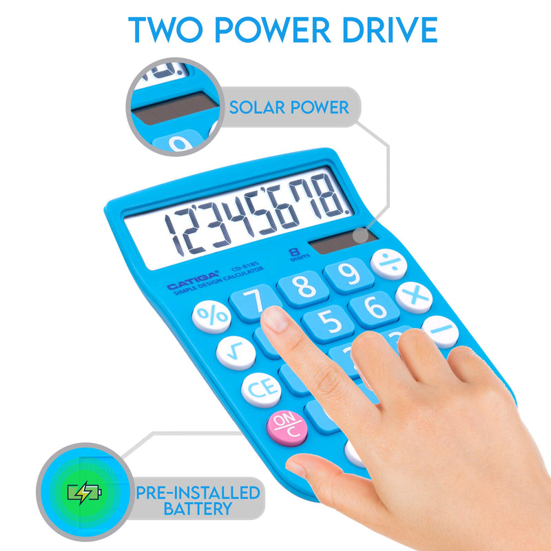 [Australia - AusPower] - CATIGA CD-8185 Office and Home Style Calculator - 8-Digit LCD Display - Suitable for Desk and On The Move use. (Blue) Blue 