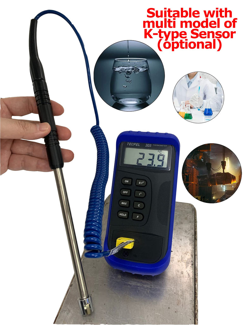 [Australia - AusPower] - TECPEL DTM-305 Digital Single Input Thermocouple Thermometer with Type k thermocouple Probe (TPK-01) 