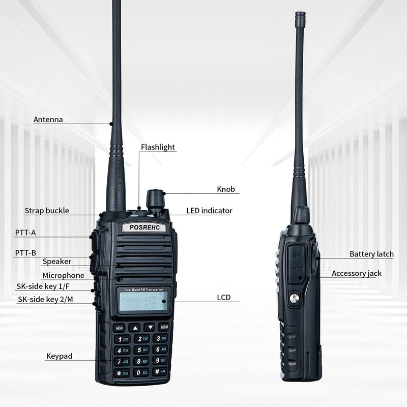 [Australia - AusPower] - POSREHC Two Way Radio UV-82 Dual Band Walkie Talkies for Adults with 128 Channels Two Way radios（ 1 Pack） 