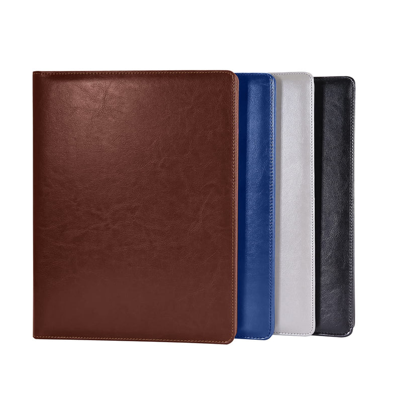 [Australia - AusPower] - Handsome Leather Business Portfolio Folder,Resume Folder-Interview/Legal Document Organizer & Business Card Holder - with Letter Writing Pad,A4 Binder & Office Conference Notepad Clip Boards, Brown 