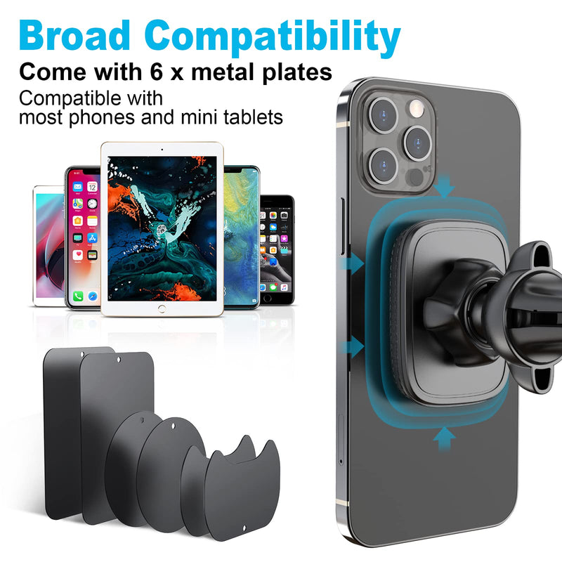 [Australia - AusPower] - 2 Pack Magnetic Phone Car Mount, APPS2Car Car Phone Holder Mount Magnetic, Built in 6 Strong Magnets, Air Vent Cell Phone Holder for Car with Adjustable Secure Tightening System 