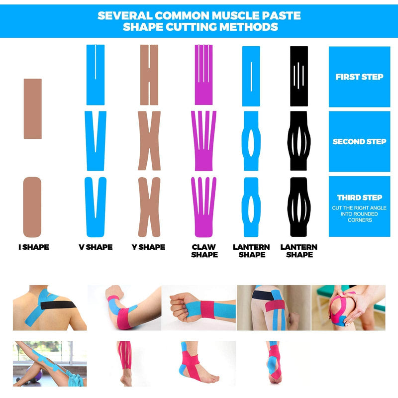 [Australia - AusPower] - Kinesiology Tape (4 Pack) Athletic Tape 16.4ft Water Resistant Kinetic Uncut Sports Tape for Knees, Ankles, Shoulder, Pain Relief, Injury Recovery and Physio Therapy 4 Rolls Blue 