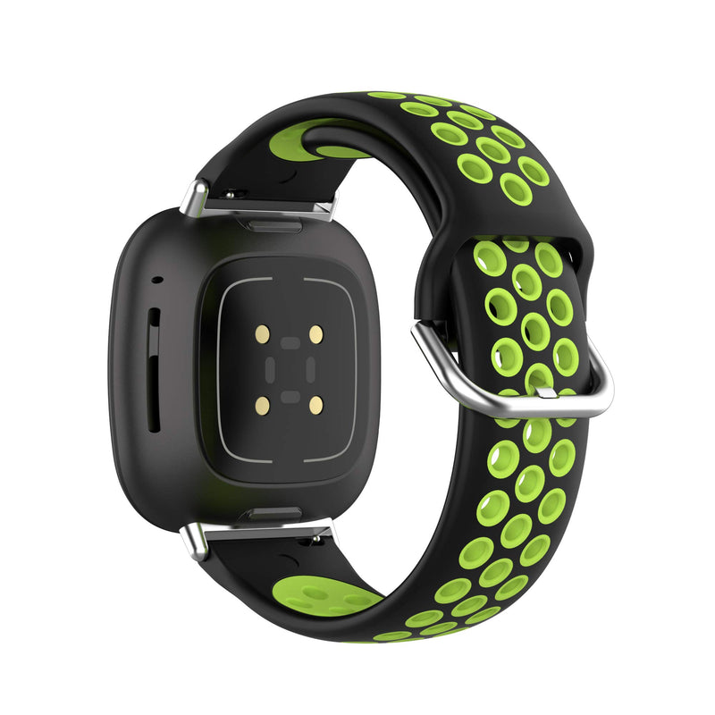 [Australia - AusPower] - BabyValley Band Compatible with Fitbit Versa 3/Sense Silicone Band+Metal Connector Breathable Bracelet Strap Smartwatch Accessories Band for Versa 3/Sense (Black+Lemon) Black+Lemon 