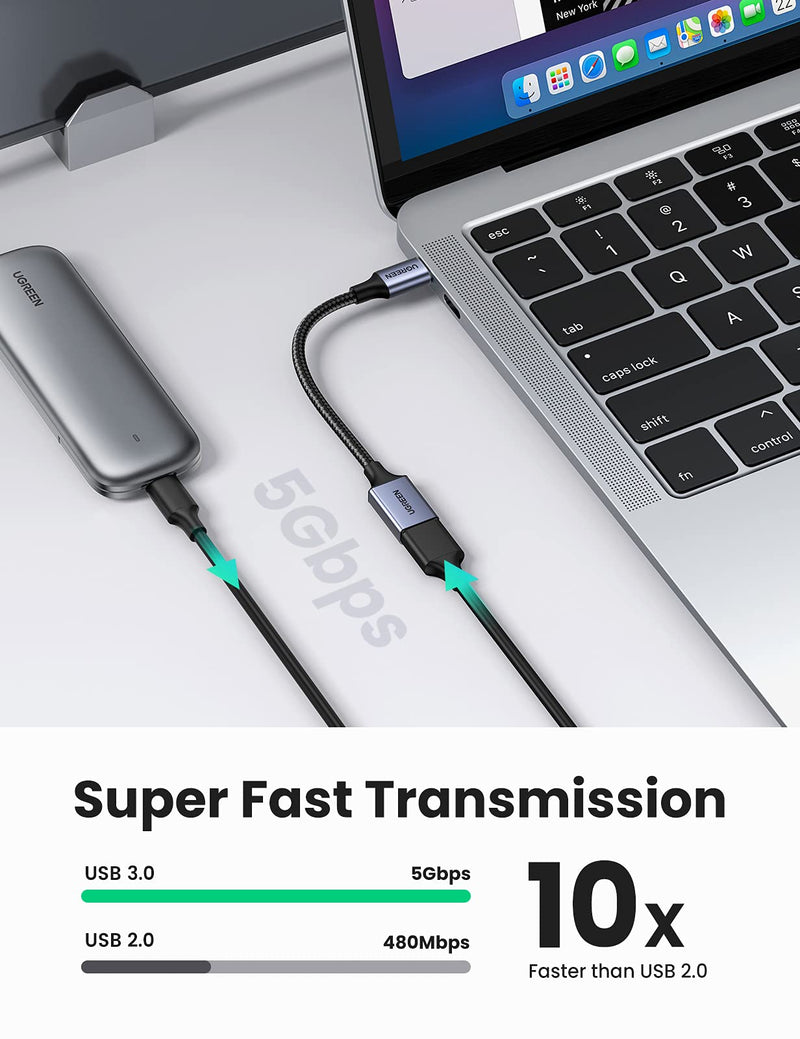 [Australia - AusPower] - UGREEN USB C to USB 3.0 Adapter Type C OTG Cable Thunderbolt 3 to USB Female Adapter OTG Cable Compatible for MacBook Pro 2020/2019/2018 MacBook Air/iPad Pro 2020 Dell XPS Galaxy Note20 Ultra S20 