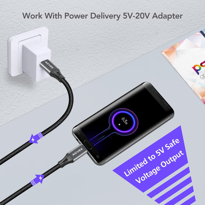 [Australia - AusPower] - AGVEE [2 Pack 1ft] USB-C OTG to Micro USB Cable, Braided Charger Data Sync Cord Charging Wire Adapter for Samsung Galaxy S7 S6, J7, J3, LG, PS4, Kindle, PS4 Xbox Controller, Android Phone, Dark Gray 