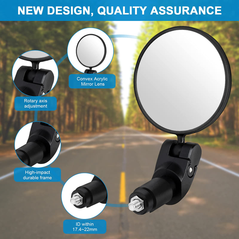 [Australia - AusPower] - Accmor 2pcs Bike Mirror, Bar End Bicycle Riding Rearview Mirrors for Handlebars, Adjustable 360˚Rotatable Convex Mirror for Mountain Road Bikes 