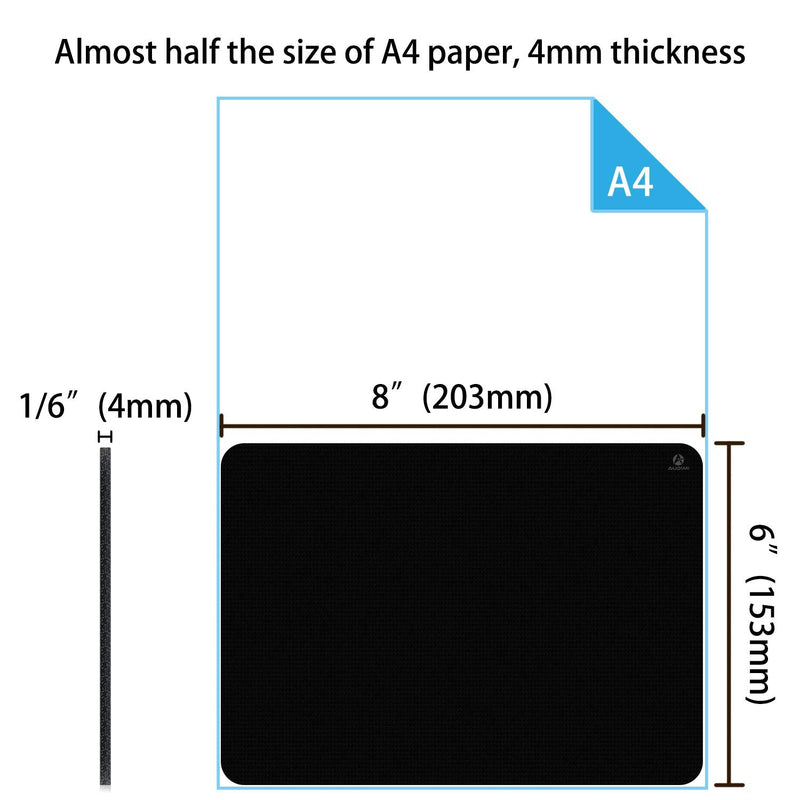 [Australia - AusPower] - Small Mouse Pad 6 x 8 Inch, Audimi Mini Mouse Pad Thick for Laptop Wireless Mouse Home Office Travel, Portable & Washable (Black) Black 
