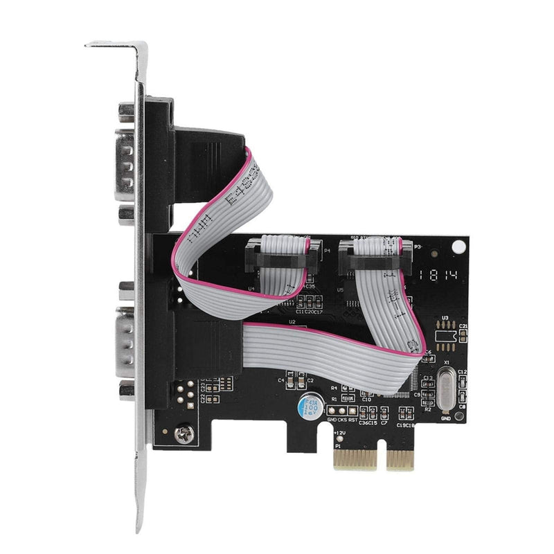 [Australia - AusPower] - PCI-E to RS232 2-Port Serial Port Converter Adapter, Dual Serial RS-232 PCIe Card Low Bracket with 16C550 UART, RS232 PCIe X1 Card for Desktop 