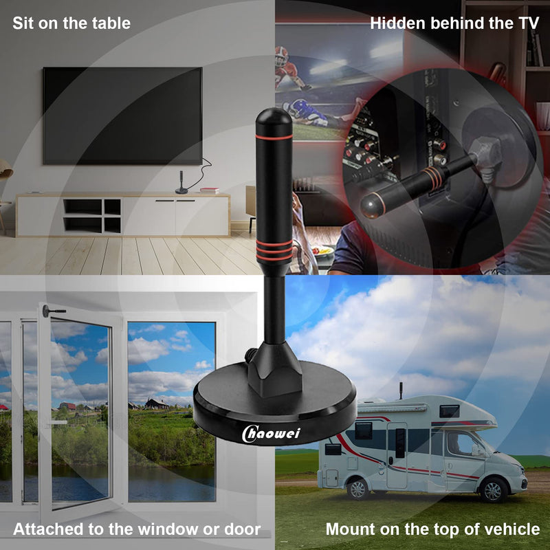 [Australia - AusPower] - Chaowei Digital HDTV Antenna with Magnetic Base,16.5feet Coaxial HDTV Cable-Portable Outdoor Indoor TV Antenna for 4K 1080p Roku TV and Fire TV Stick 2.7inch Magnetic Base 